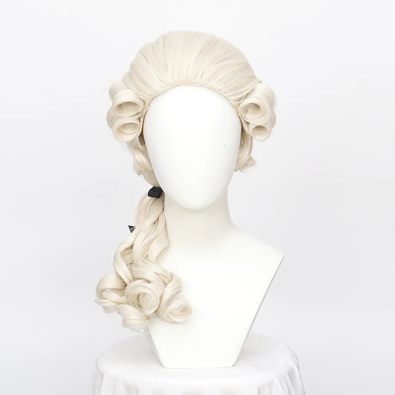 ccutoo Synthetic Lawyer Judge Baroque Curly Costume Wigs Deluxe Historical Long Blonde Cosplay Wig For Halloween Wig Cap 260922