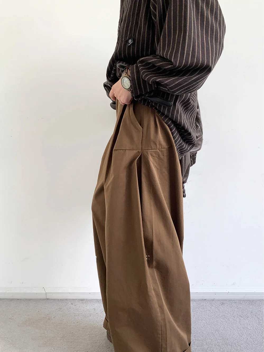 Men's Pants Japanese Style High Waist Wide Leg Pants Men's Autumn Winter Drapey Straight Cut Loose Casual Long Trousers Vintage D260924 - view 5