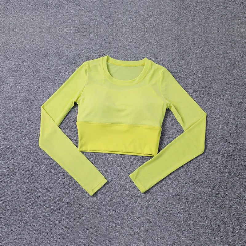 Womens Workout Long Sleeve Yoga Basic Tee Shirt Casual Round Neck Slim Athletic Running Solid TShirt Top 260928