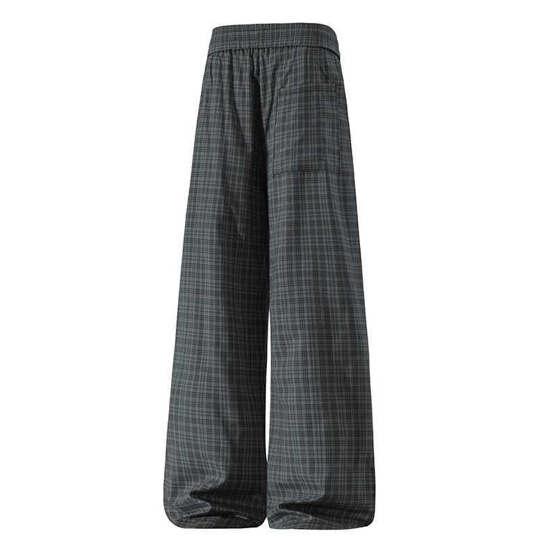 Men's Pants Casual Plaid Pants Men Elastic Waist Summer Thin Straight Leg Full Length Trousers Street Outdoor Sportpants D260924 - view 3