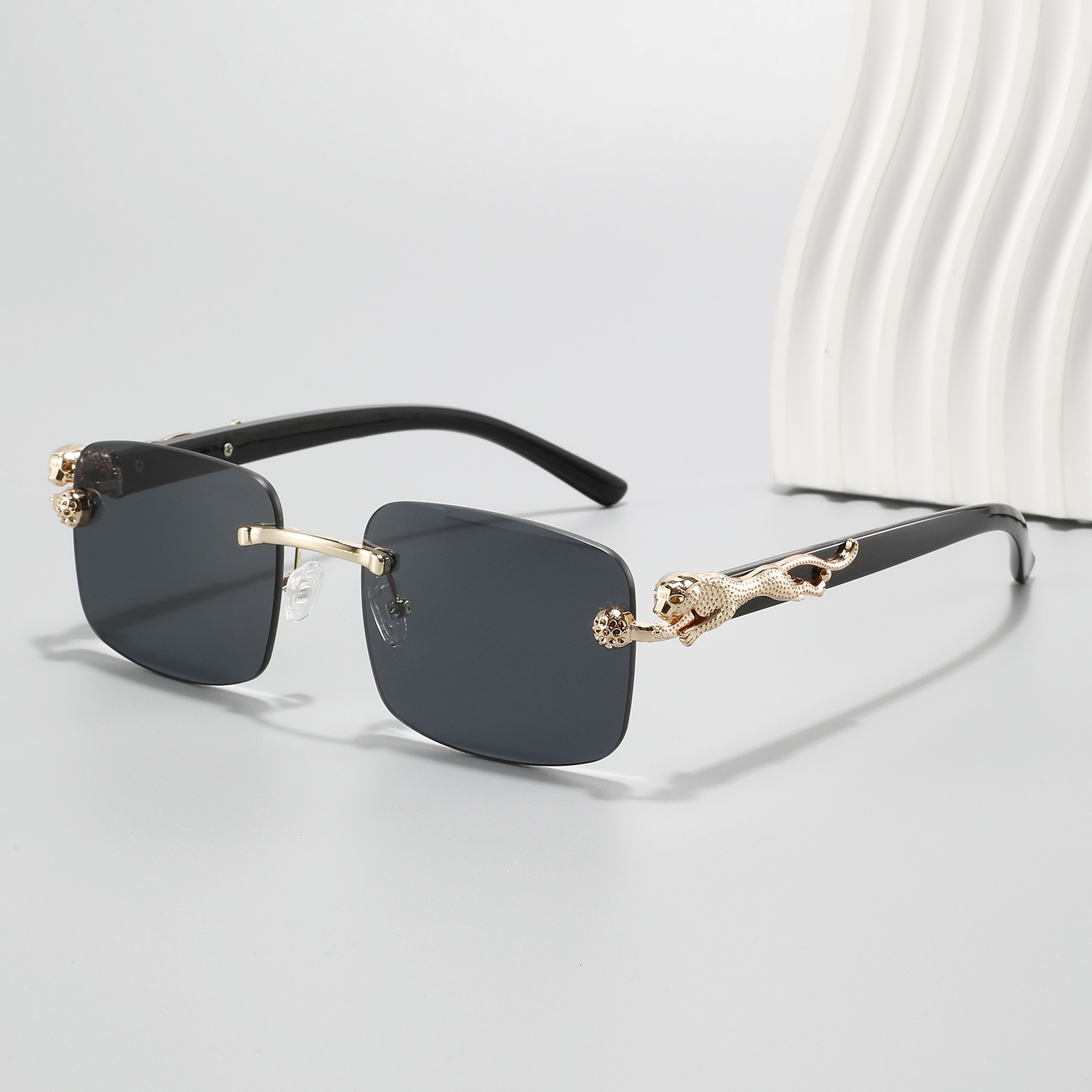 High-End Designer Sunglasses 2025 New Frameless Cut-Edge Fashionable Leopard Temple Sunglasses, European And American Men's High-End Trendy Eyewe - view 3