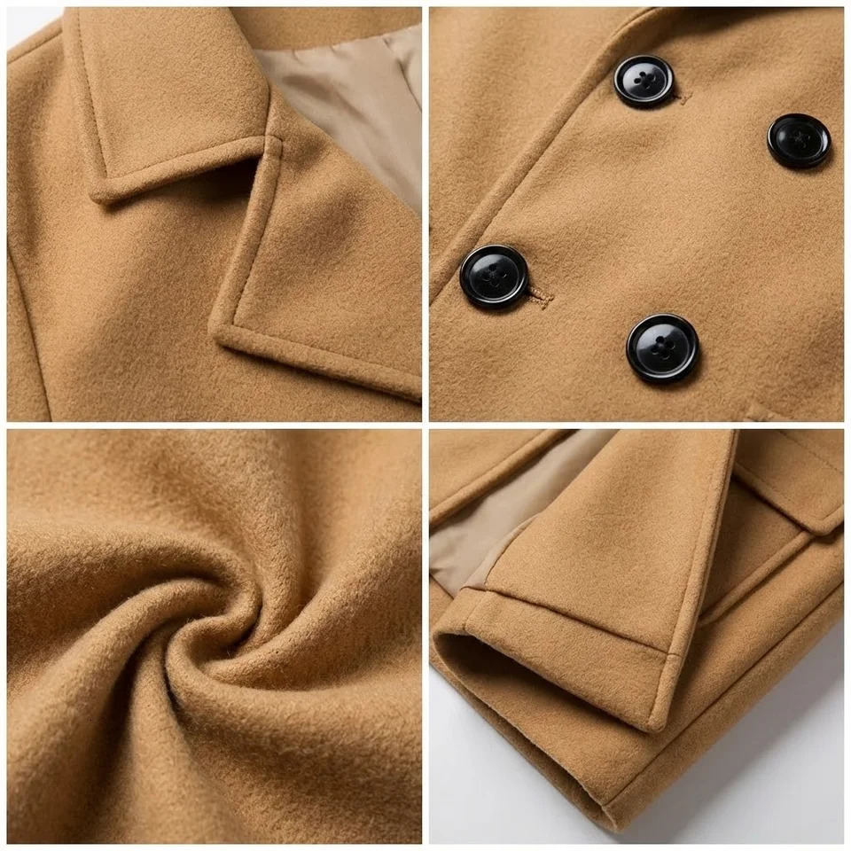 Double-Breasted Wool Overcoat Thickened Warm Lining for Autumn/Winter Windproof Business Casual Trench Coat Fashion Item 260923 - view 5