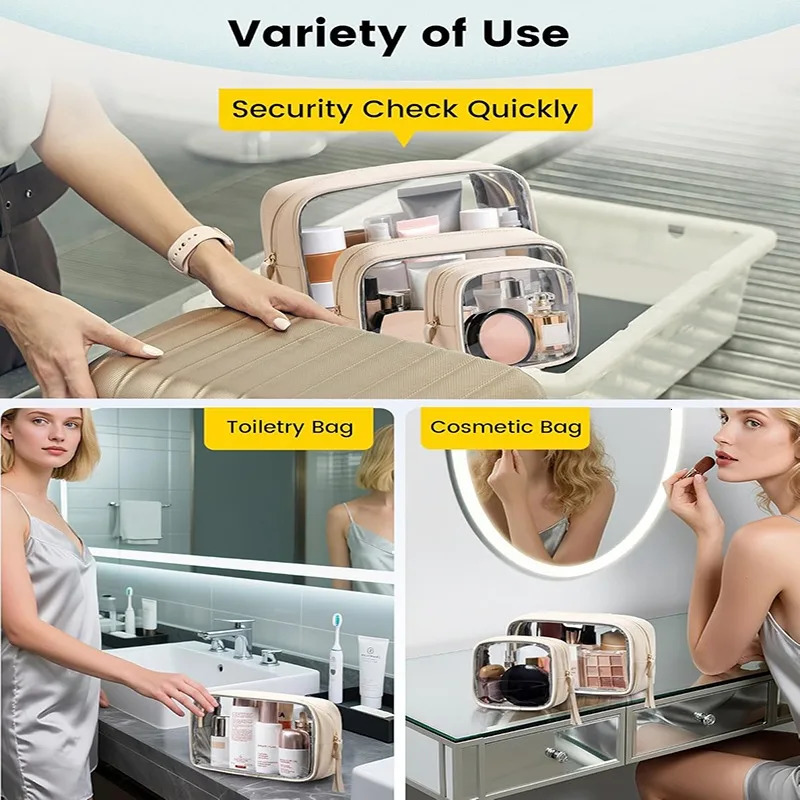 1/3PCS Waterproof Cosmetic Bag Portable Cosmetic Storage Bag Large Capacity PVC Transparent Wash Bag Travel Storage Bag 260923 - view 7