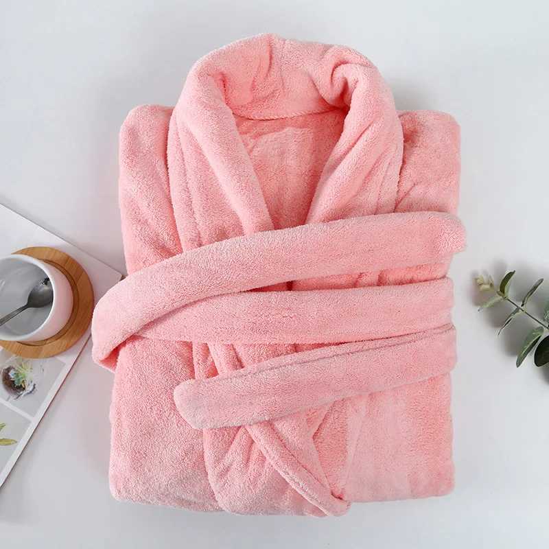 Lounge Women's Sleep Coral Fleece Bathrobe Couple Long Sleeve Robe Thickened Soft Absorbent Home Pajamas Couple StyleC260924 - view 5