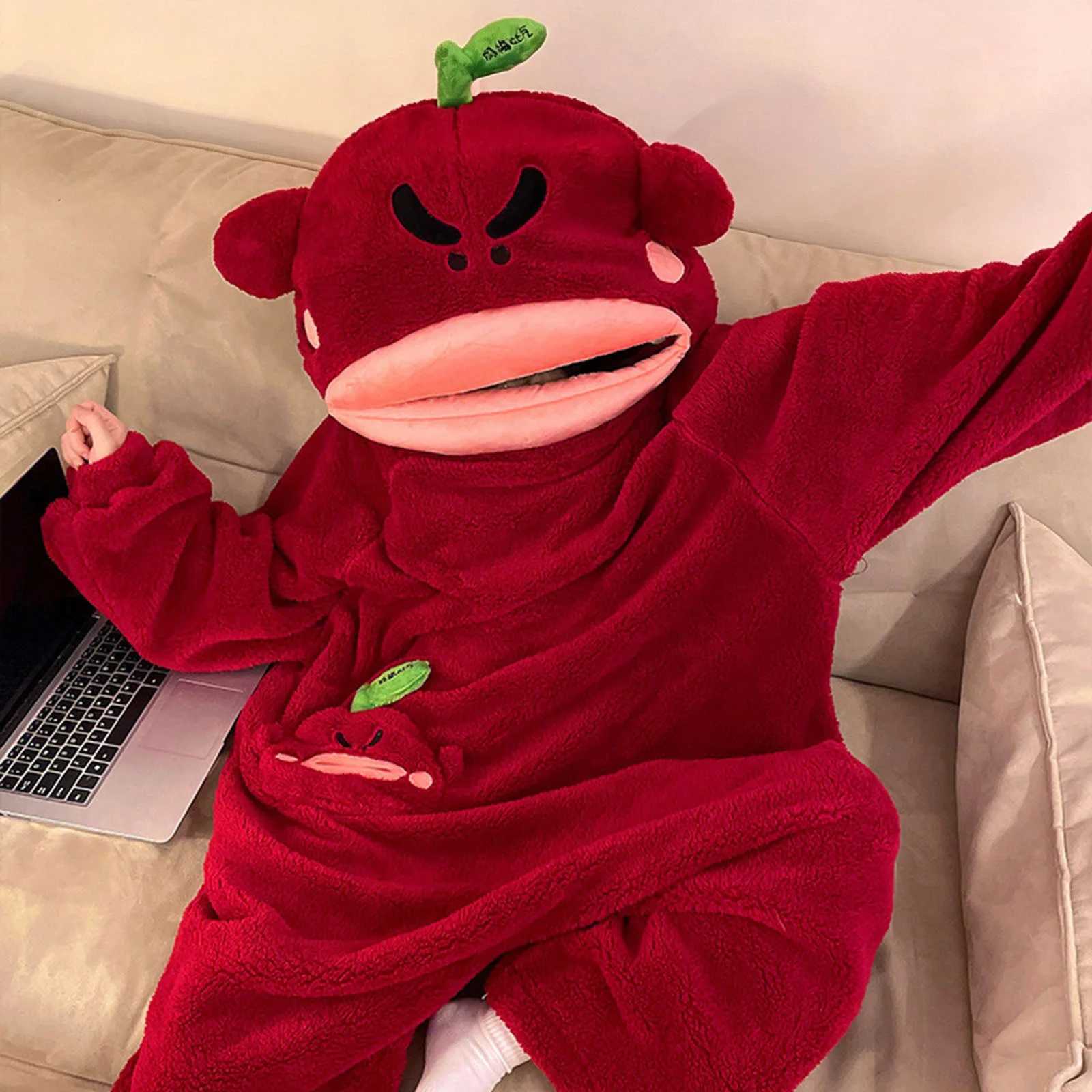 Sleep Lounge Women's Cartoon Big Mouth Monster Funny Onesie Kigurumi Pajamas For Men Women Winter Thickened Fleece Warm Loungewear Home Sleepwear - view 6