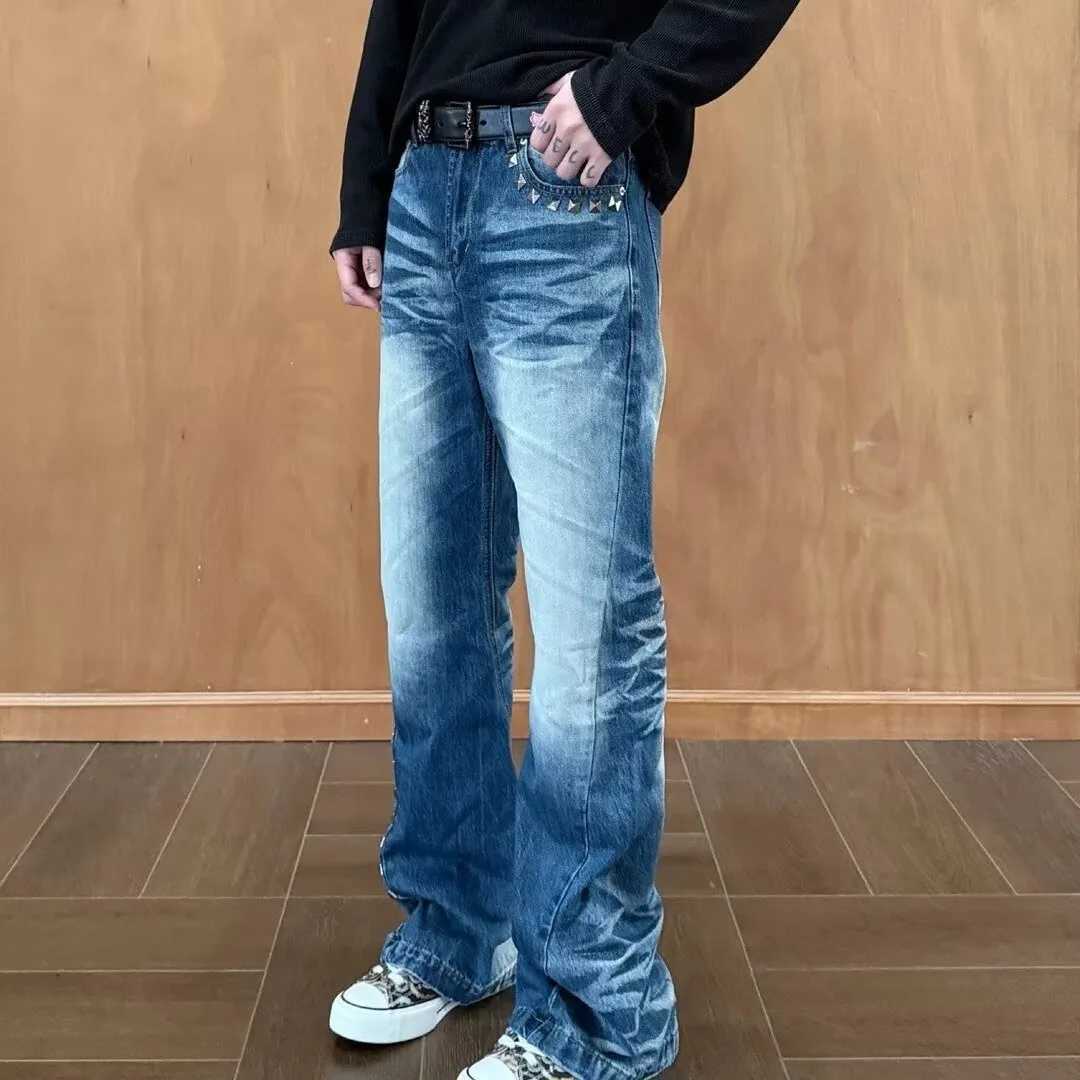 Men's Jeans Y2K Vintage Washed Rivet Denim Jeans For Men 2026 Autumn American Casual Fashion High Street Male Blue Retro Denim Pants H260924 - view 3