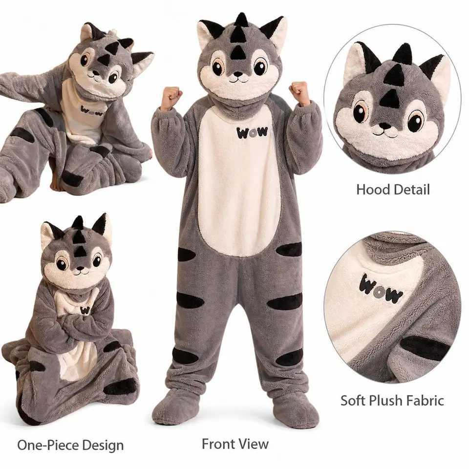 Lounge Women's Sleep Coral Fleece Pig Onesie Pajamas 3D Ears Design Hooded Style Lounger Robe Oversized Fit Warm Adult Wearable BlanketC260924