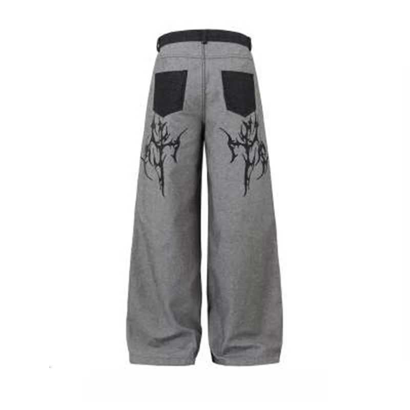 Men's Jeans Retro Dark Style Striped Jeans Men Street Fashion Brand Harajuku Casual Straight Wide-leg Pants Women Fashionable Loose Trousers H260 - view 6