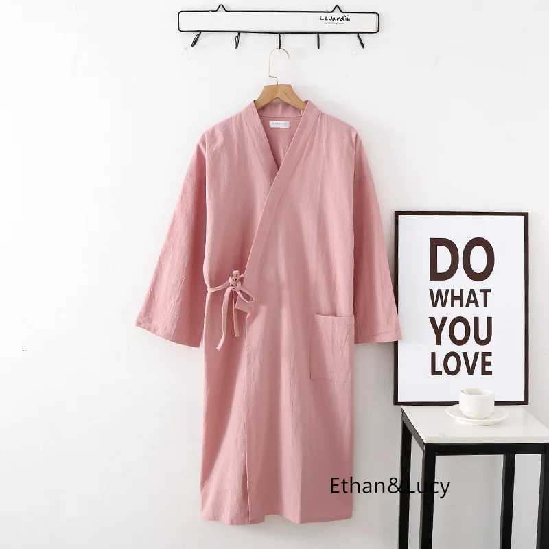 Lounge Women's Sleep Multi Colors Cotton Long Sleeved Bathrobe with Pocket Home Clothes for Men's and Women's Comfortable Bath Robe Wom - view 6