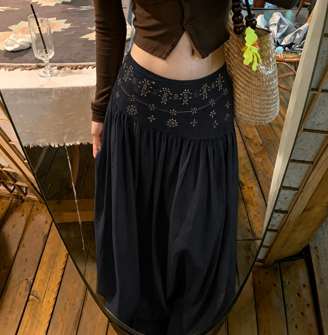 Y2k Vintage Temperament Lace Mesh Pleated Women Skirt High Waist Gothic Bow Slim Bandage A-line Long Skirts Chic Harajuku Faldas - view 6