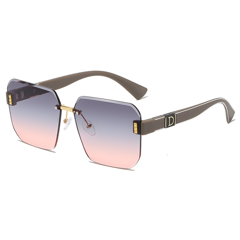 High-End Designer Sunglasses New Frameless Cut-Edge Women's Sunglasses, UV Protection Sunshade Glasses, European And American Fashion Retro Squar