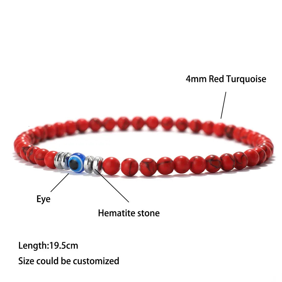 Simple Turkey D Bracelet Men Women 4mm Natural Turquoises Hematite Obsidian Stone Elastic Braclet Meditation Homme Joias 260924 - view 6