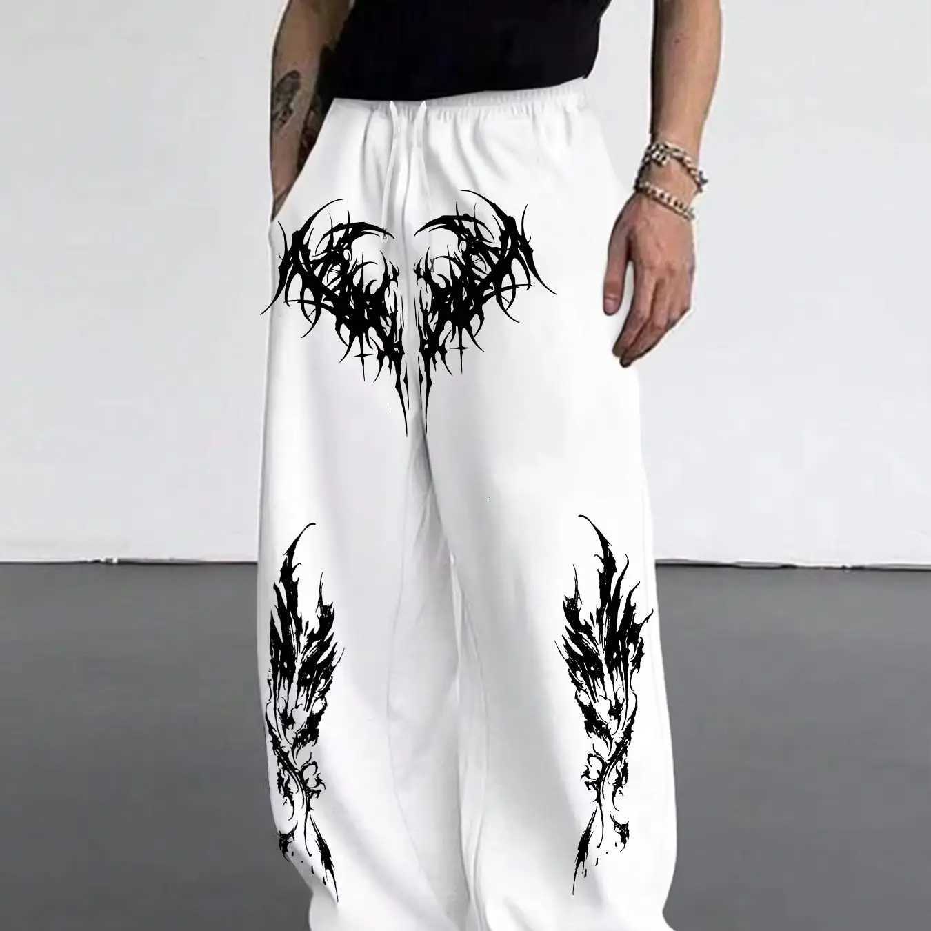 Men's Pants Gothic dark style men's casual sports jogging pants fashion trend sports long wide leg pants men clothing baggy pants D260924 - view 3