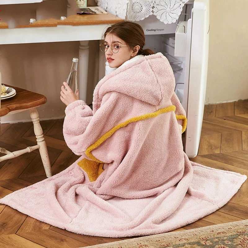 Sleep Lounge Women's Winter Pajamas For Women Cartoon Hooded Long Robe Cute Nightgown Sleepwear Bat Animal Kawaii Flannel Warm Comfy Lounge Bathr - view 7