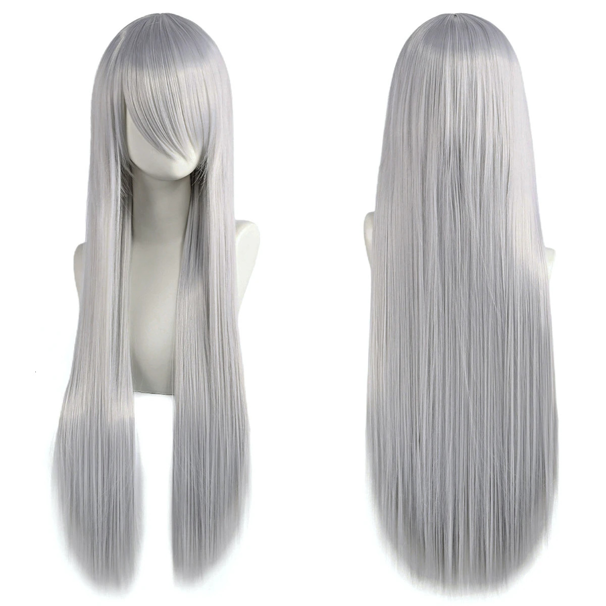 80cm Long Synthetic White Purple Cosplay Wigs Green Hair Straight Silver Wig Pink Hairpiece Lolita Wig with Bangs 260922 - view 7