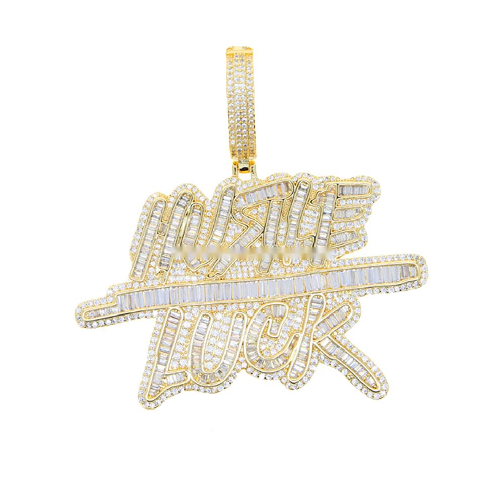 New Hip-hop Lucky Letter Pendant Full Moissaniteium Unisex Rap Jewelry Electroplated with Real Gold Wholesale Available. - view 3