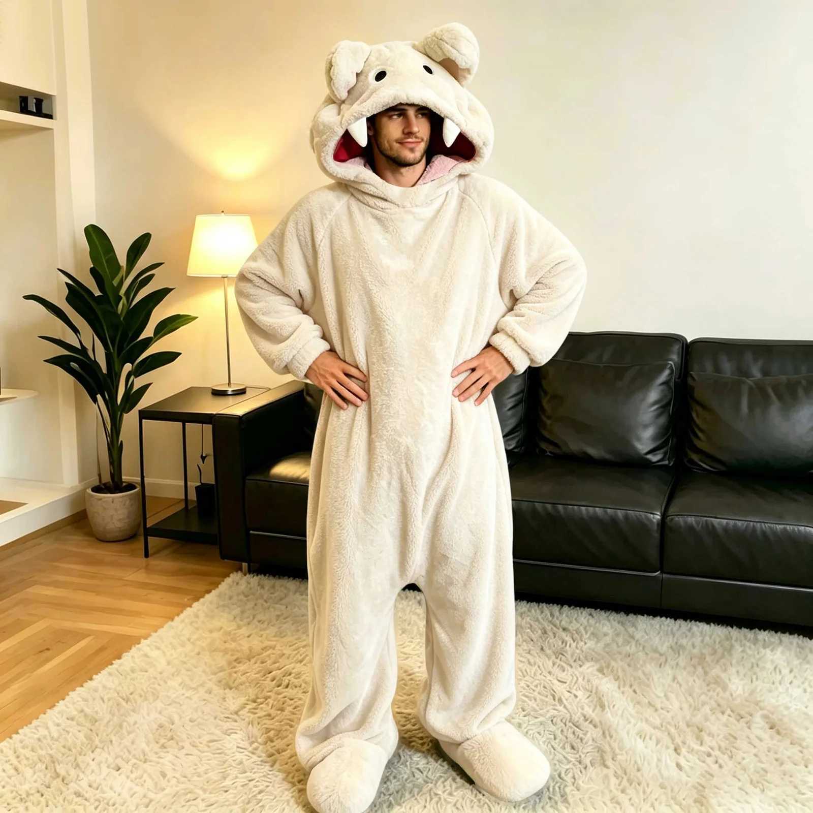 Lounge Women's Sleep Halloween Onesies Pajamas Jumpsuit Men Women Funny Animal Cosplay Costume Flannel Fleece Hooded Pijamas Winter Warm Loungewe - view 5