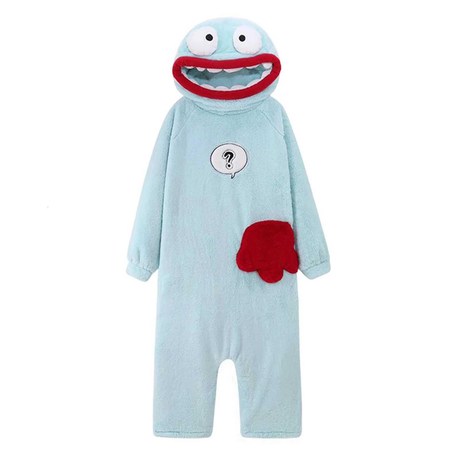 Lounge Women's Sleep Cartoon Big Mouth Monster Onesie Pajamas Cozy Plush Sleepwear Funny Couple Loungewear Autumn Winter Coral Fleece Warm Sleepw - view 4