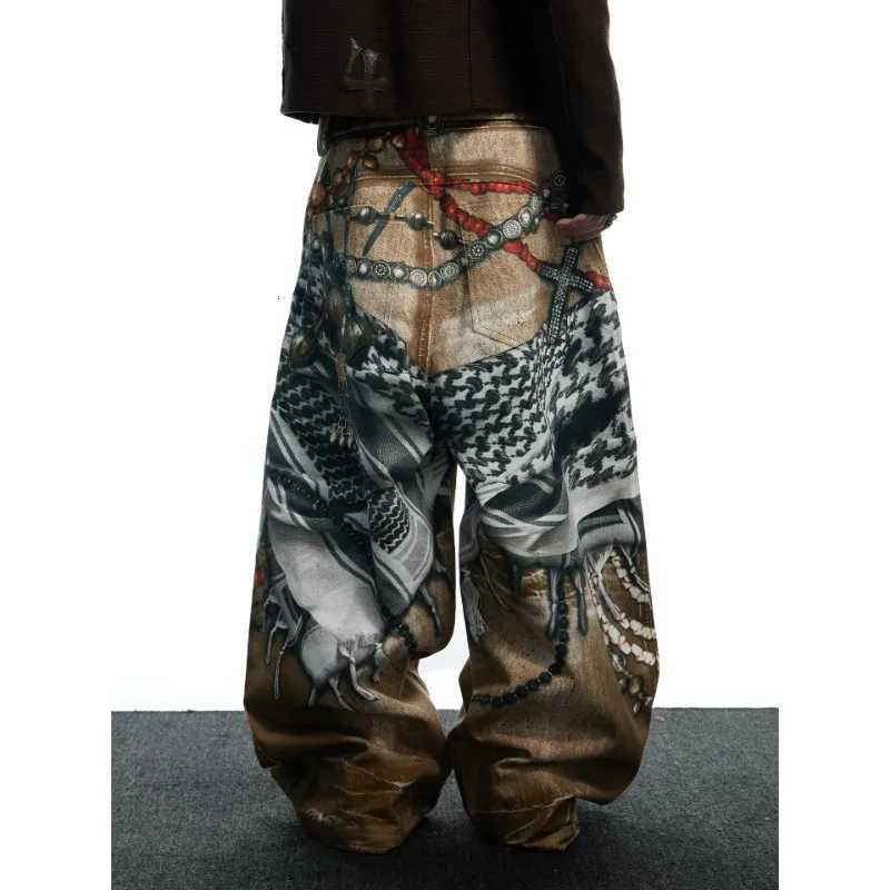 Men's Jeans Men Jeans Y2k Gyaru Punk Oversize 3D Print Denim Pants Vintage Hiphop Grunge Baggy Denim Trousers Alternative Clothes H260924 - view 3