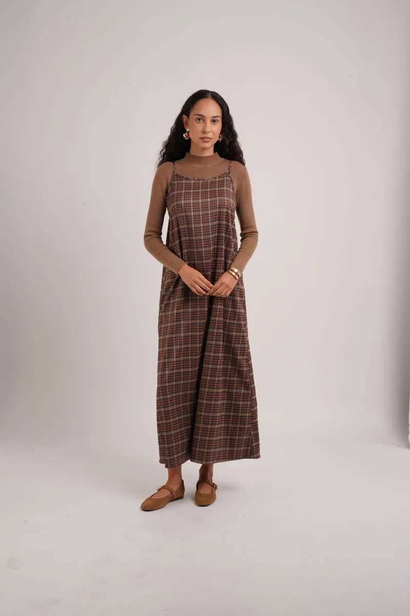 Lounge Women's Sleep AS AW26 Fashion Plaid slip dress match knit wide-rib cardigan Knit mockneck top woman clothesC260924 - view 6