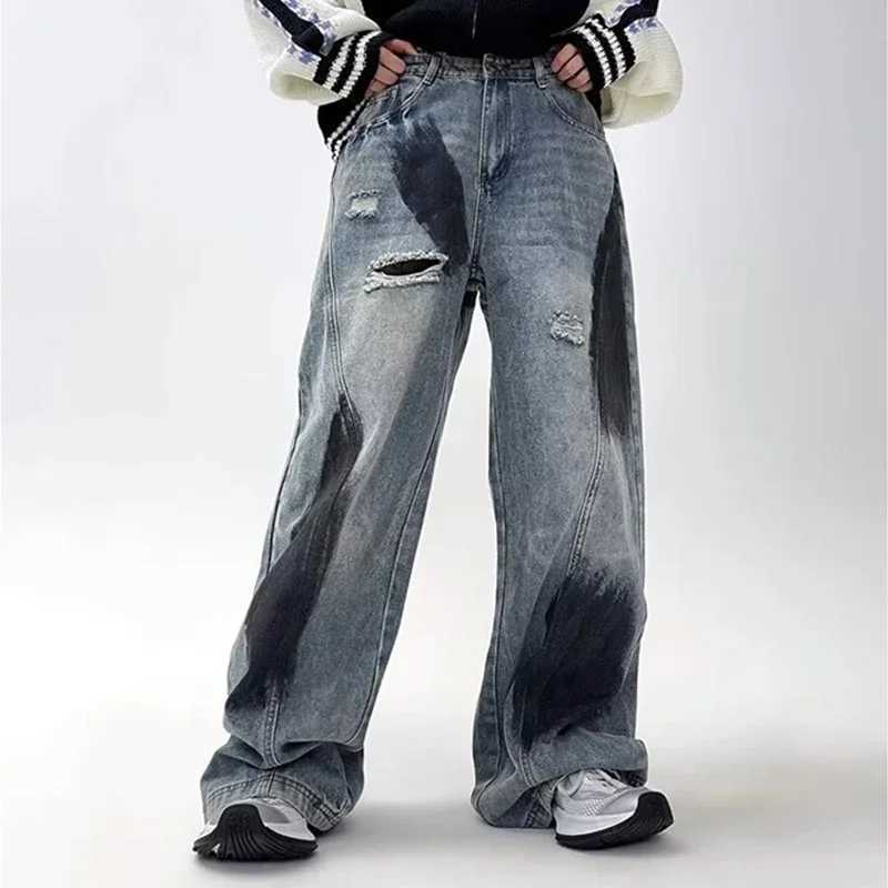 Men's Jeans 2025 New Y2K Vintage Streetwear Baggy Jeans For Men Hip Hop Fashion Ripped Jean Women Punk Harajuku Straight-Leg Denim Pants H260924 - view 4