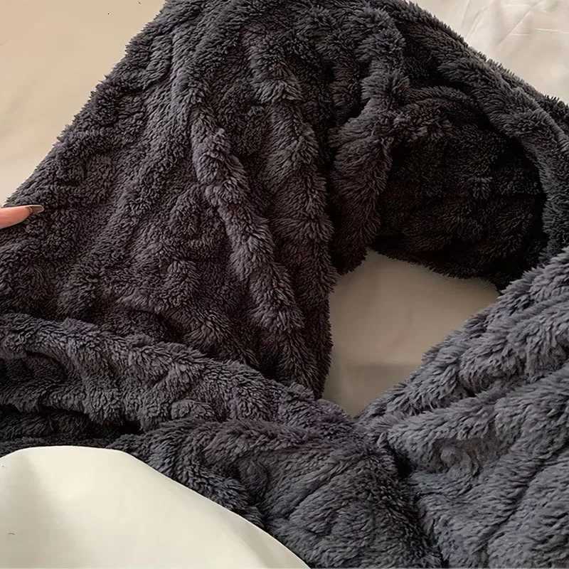 Lounge Women's Sleep Fall Winter Coral Fleece Womens Sleep Pants Plush Thickened Home Wear Warm Loungewear Cozy Comfort Soft PajamasC260924 - view 7