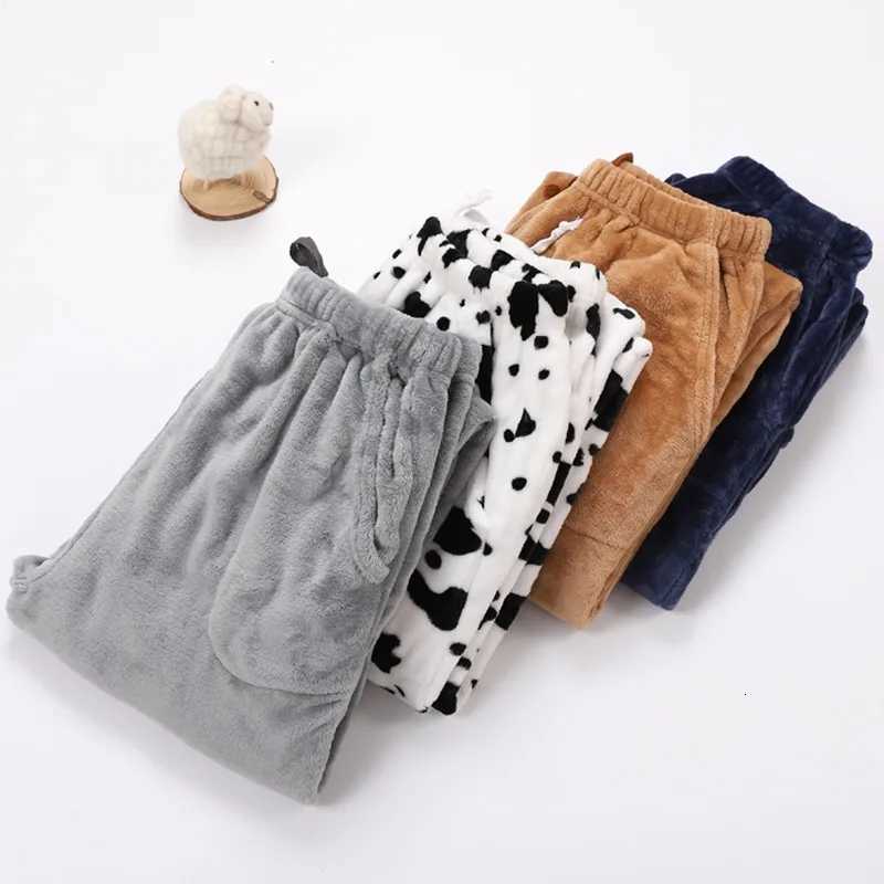 Women's Sleep Lounge Fdfklak M-XXL Large Thicken Warm Women's Trousers Winter Flannel Pants For Pajama Bottoms Multiple Styles Couple Lounge