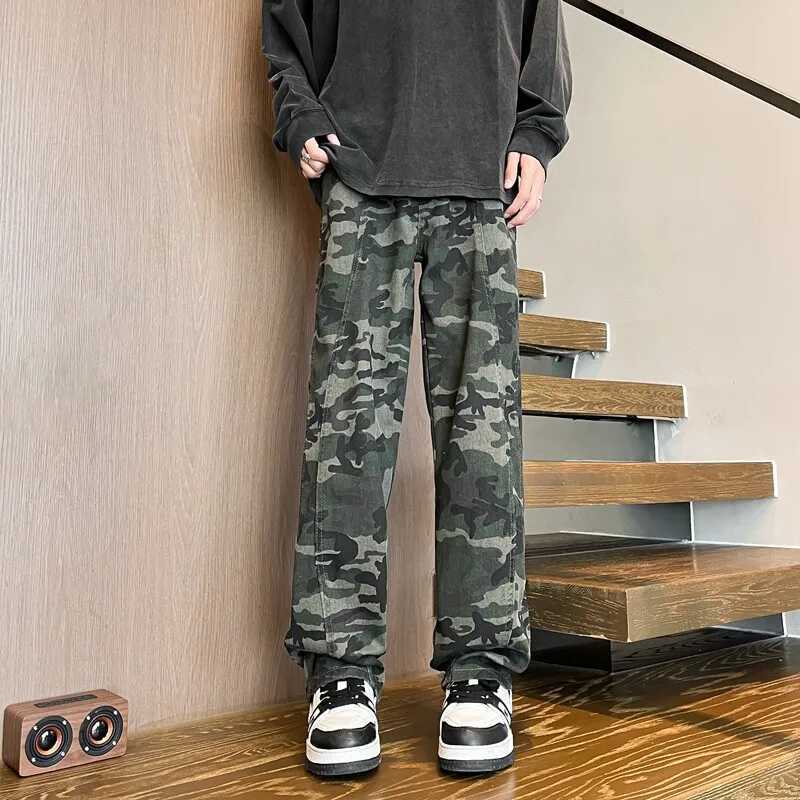 Men's Jeans Camouflage Jeans Men Straight Pants Patchwork Male Jean Fit Patchwork Streetwear Men's Trousers Denim Large Size Hip Hop H260924