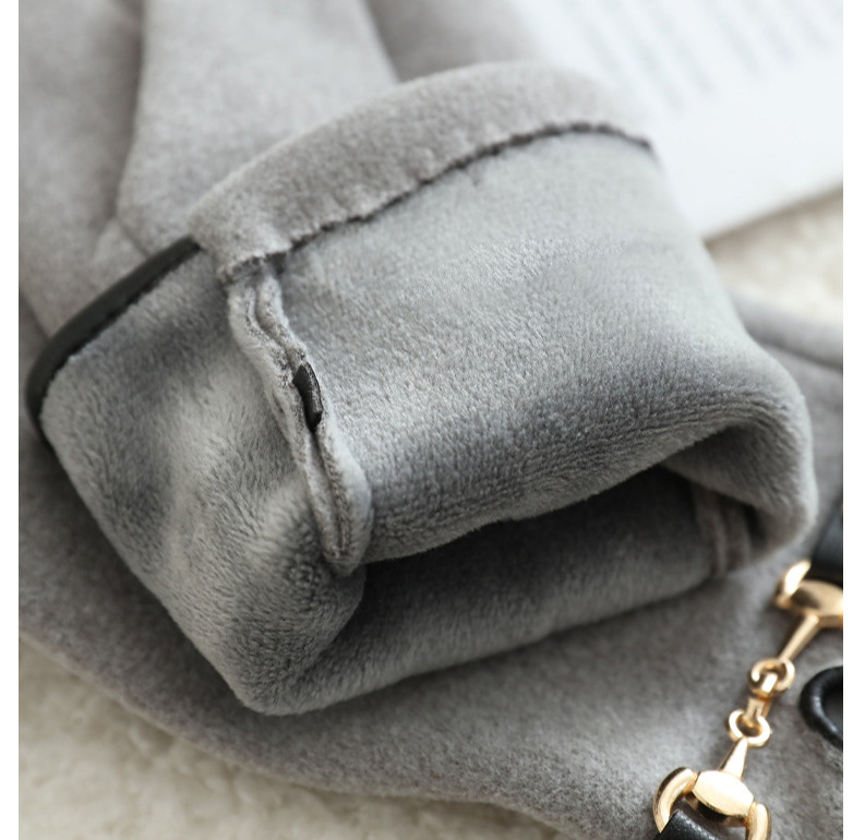 Designer Womens Winter Warm Gloves Metal Chain Buckle Decor Touchscreen Soft Fleece Lined Five Finger Gloves For Outdoor Driving Commuting And Daily M - view 8