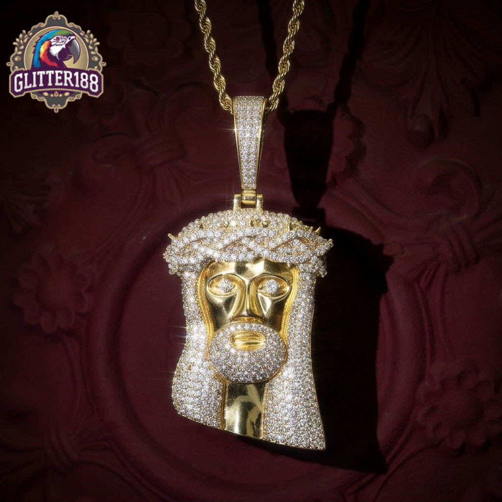 New Large Hip-Hop Figure Head Full Moissaniteia Pendant Necklace Men's Hip-Hop Jewelry Statement Chain