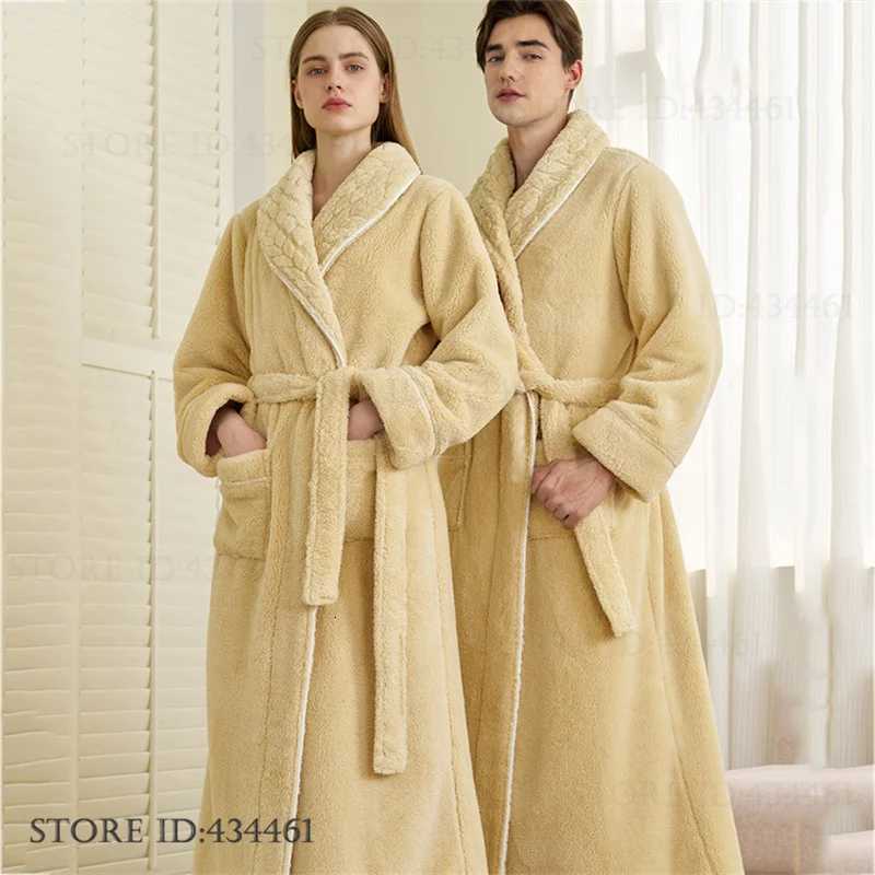 Lounge Women's Sleep Thick Flannel Couple Long Robe Home Dressing Gown Winter New Coral Fleece Bathrobe Sleepwear Comfortable Soft Homewear Linge - view 5
