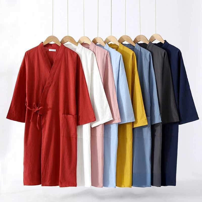 Lounge Women's Sleep Multi Colors Cotton Long Sleeved Bathrobe with Pocket Home Clothes for Men's and Women's Comfortable Bath Robe Wom