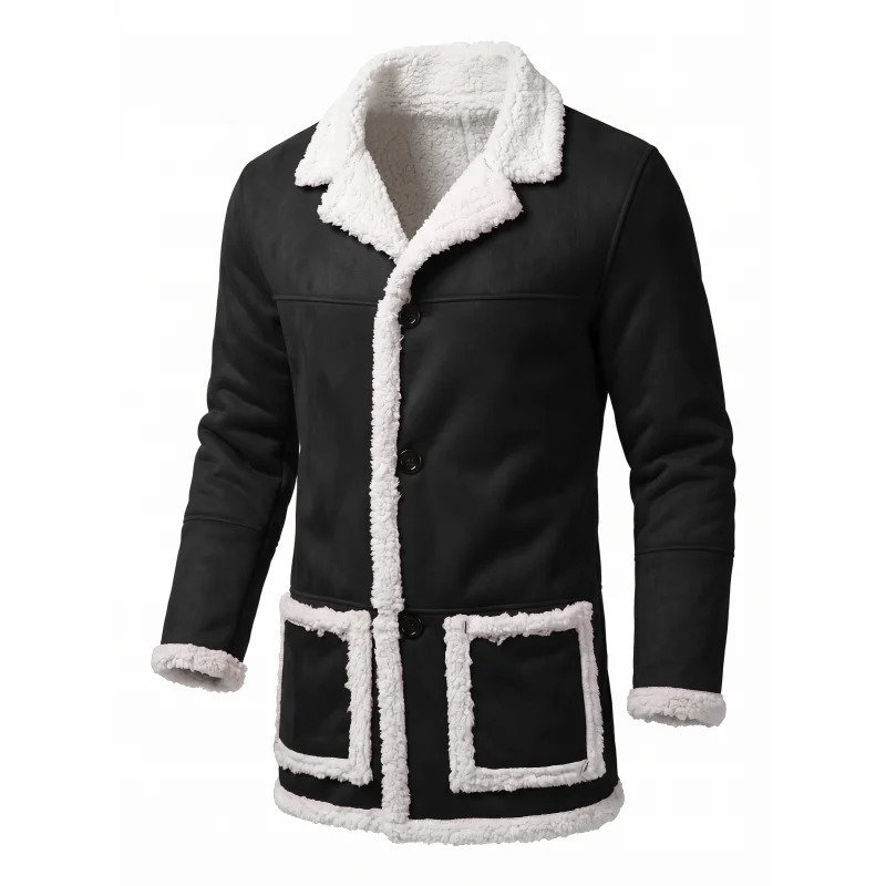 Winter Men's Faux Suede Fur Thick Coat Windproof SingleBreasted Hiking Jacket Warm Streetwear Outerwear Soft Male Jackets 260922 - view 3