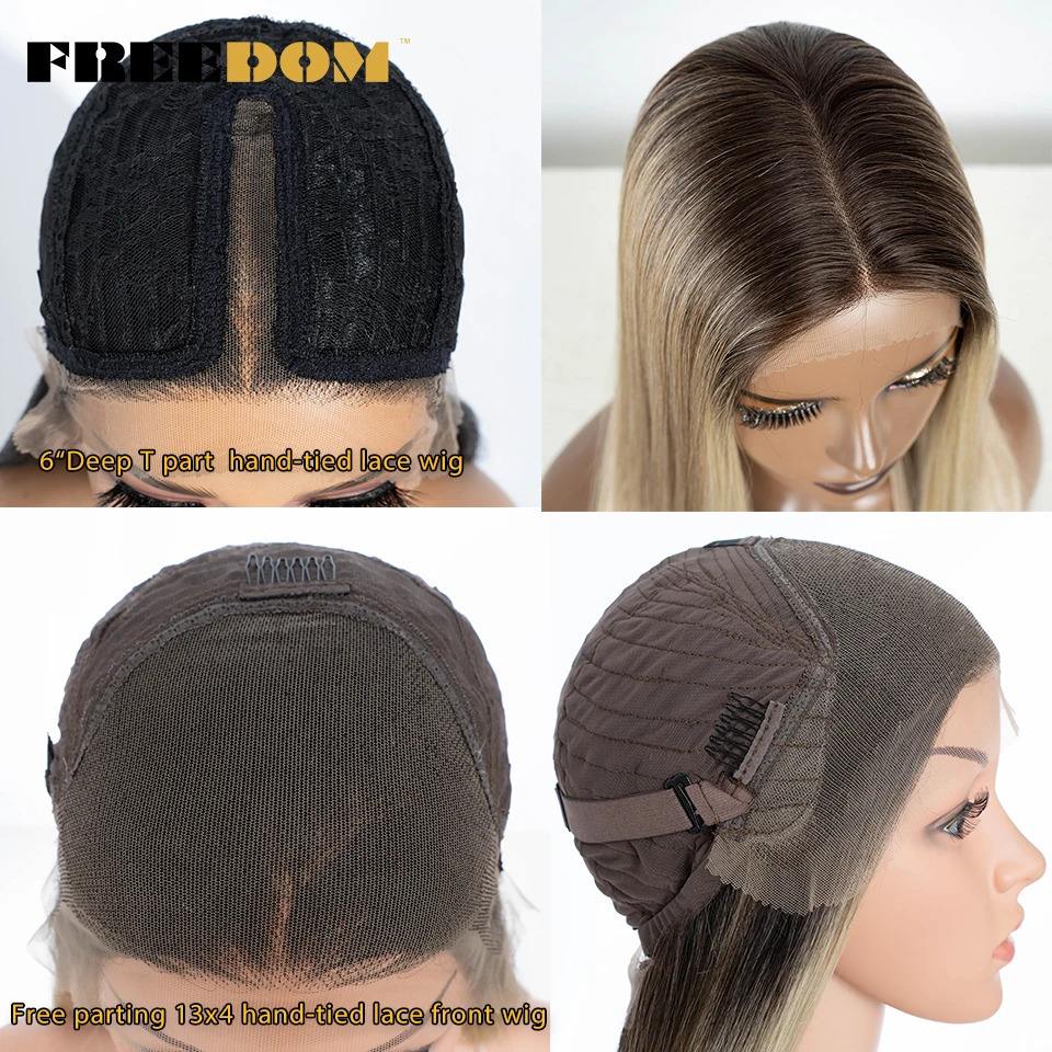 FREEDOM Synthetic Lace Front Wigs For Women 36 inch Long Straight 13X4 Lace Front Wig Ombre Blonde Red Highlight Cosplay Wig 260922 - view 7