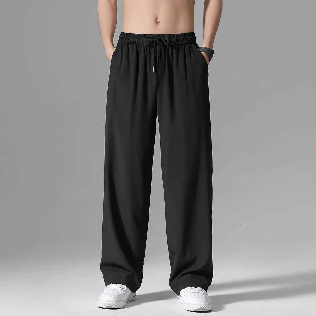 Men's Pants Straight Pants Men's Casual Trousers Elastic Waist Wide Leg Pants dr1 Sweatpants Mens Baggy Track Pants Breathable D260924 - view 5