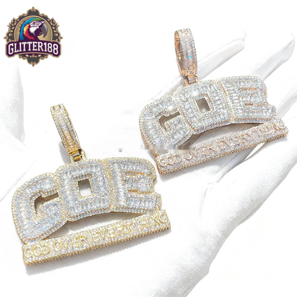 Hip-hop GOE Letter Pendant Copper Gold-plated Moissanite Hip-hop Trend Jewelry Boutique Creative Pendant Wholesale Men and Women