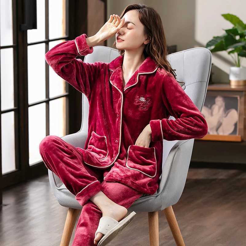 Lounge Women's Sleep New arrival winter long sleeve coral fleece pyjamas women thick flannel cardigan pajamas fashion flower big yards pijamas mu - view 3