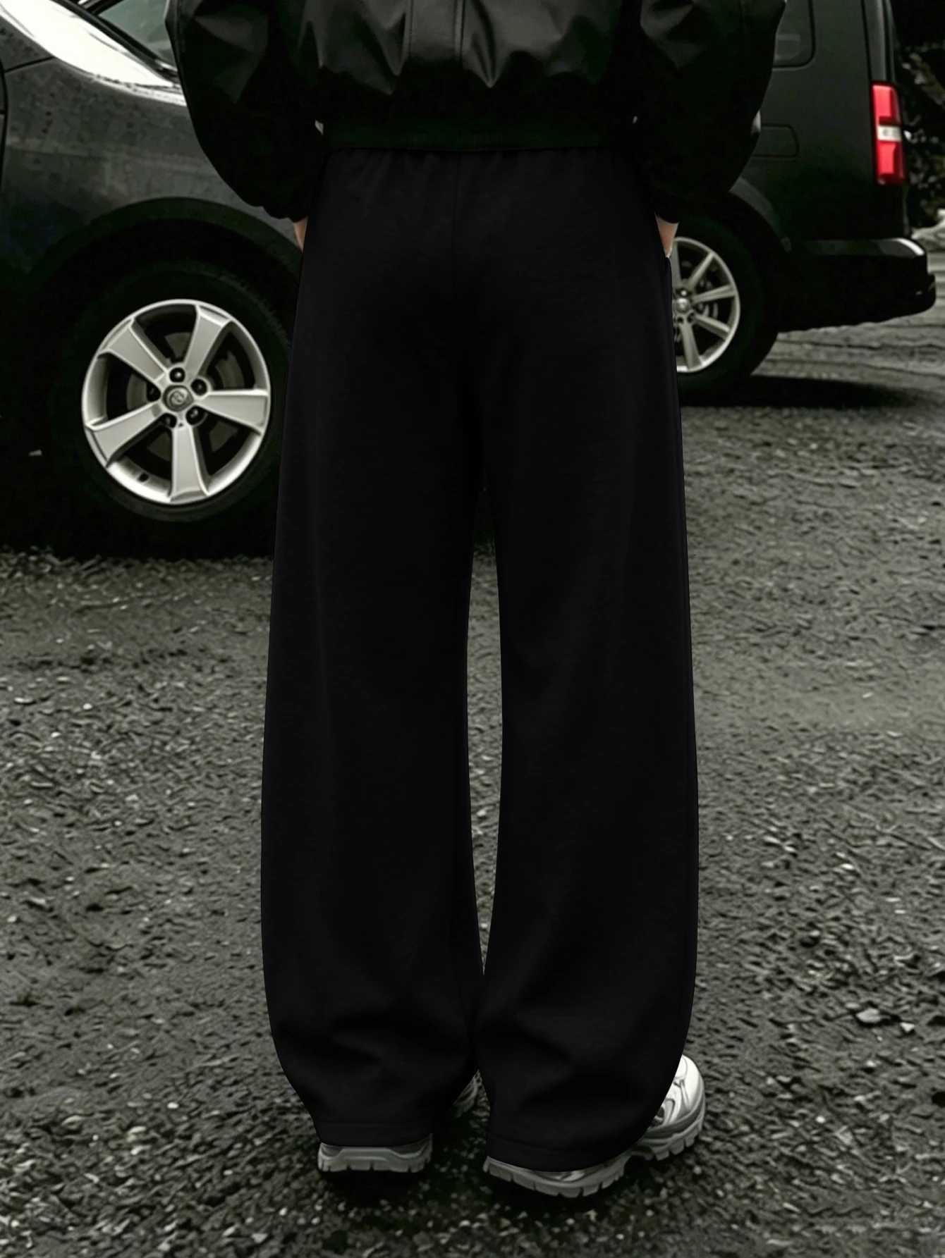 Men's Pants Men Wide Leg Jogger Pants Dark Anime Graphic Blackmetal Spike Letter Symmetrical DualSide Print dr1 BaggyY2KPunk D260924 - view 5