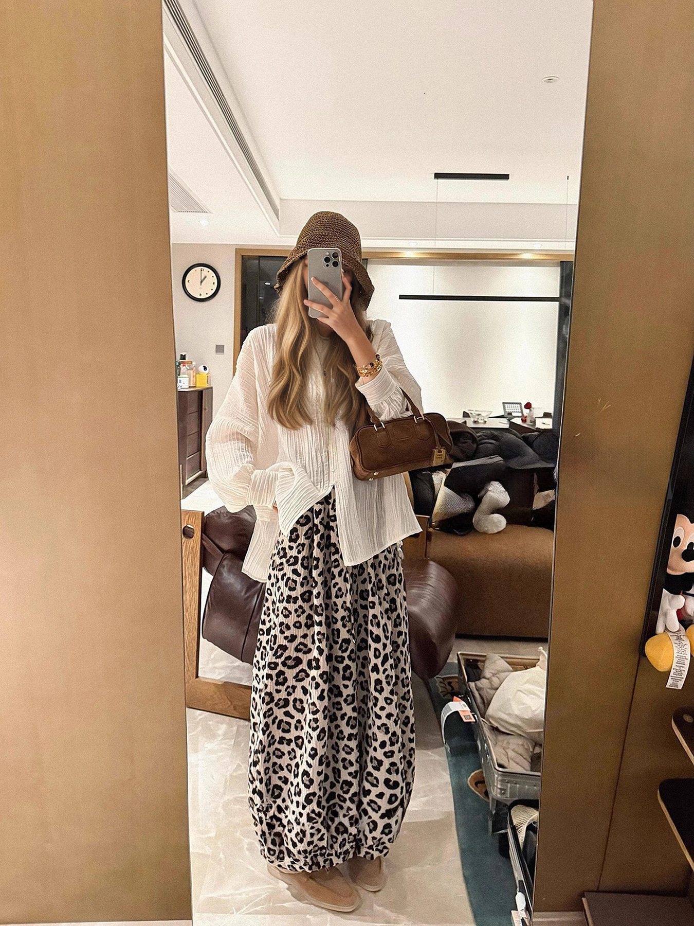 European and American cross-border foreign trade hot-selling leopard print cropped wide-leg pants, fashionable, loose, casual, breathable, high-qualit