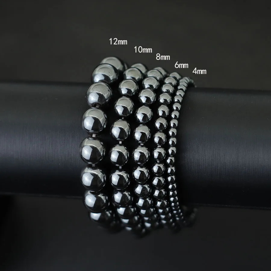 Minimalist 4/6/8/10/12mm Natual Hematite Stone Bracelet For Men Meditation Healing Braclet Black Round Strand Braslet Pulseria 260924 - view 3