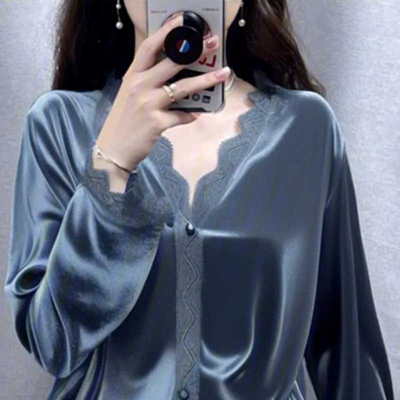 Women's Sleep Lounge Pleuche Simple V-neck Pajamas Women's Spring and Autumn Sleepwear Suit Winter Loungewear Wear 2026 New Solid Color Lace - view 6