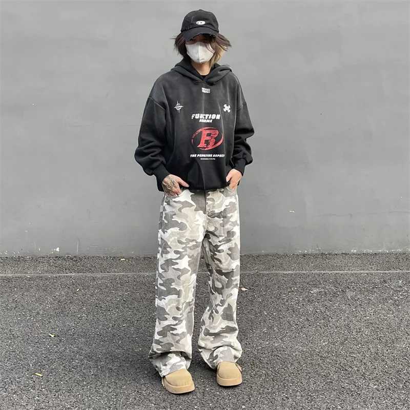 Men's Jeans New Casual Cleanfit Straight Flared Jean For Men Y2K Streetwear Camouflage Baggy Jeans Hip Hop Fashion Distressed Denim Pants H260924 - view 5