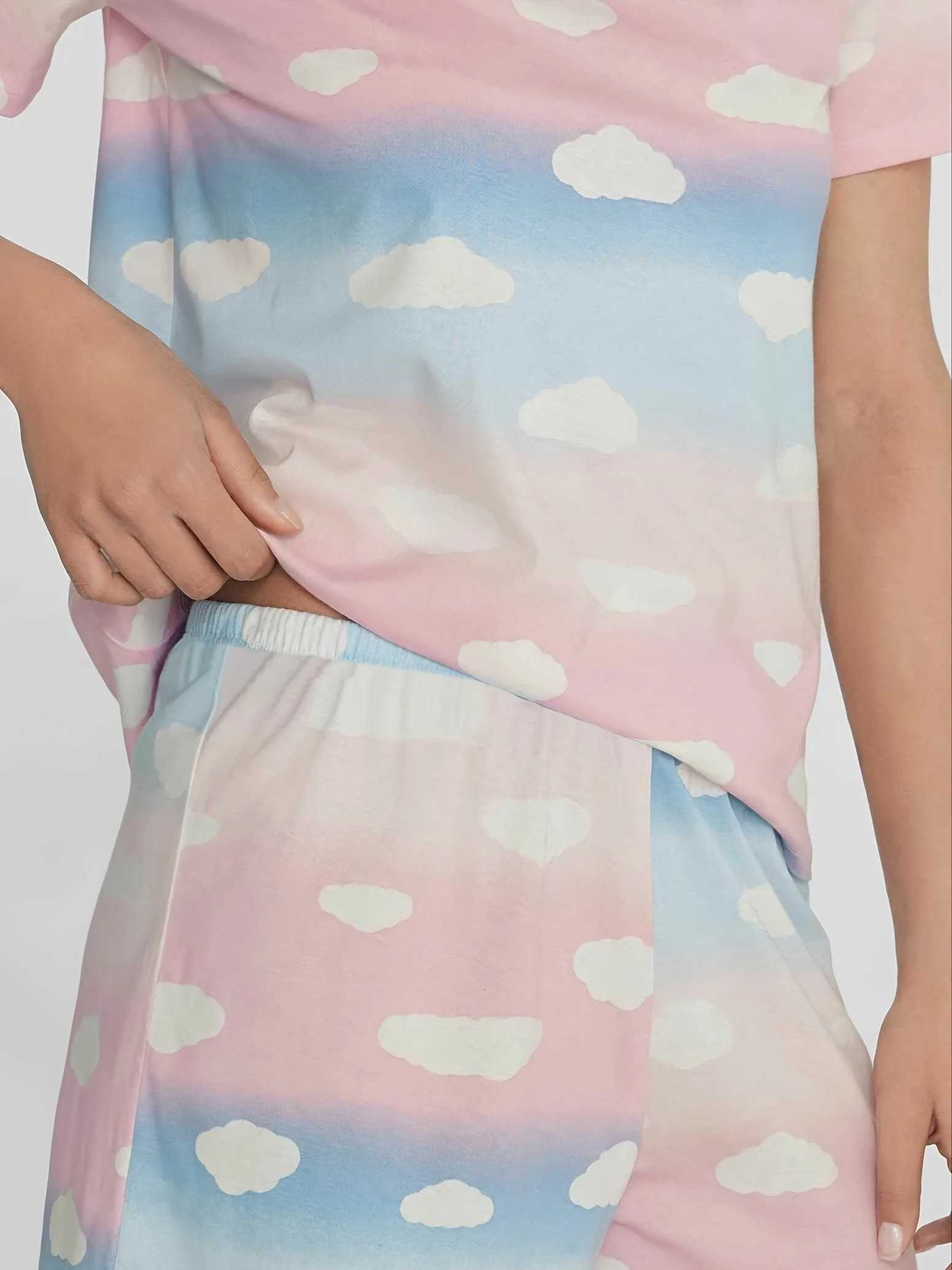 Women's Sleep Lounge Women's Four-Season Spring and Summer Pajamas Casual Loose Colorful Printed Short-Sleeved Shorts Women's Pajama Se - view 5