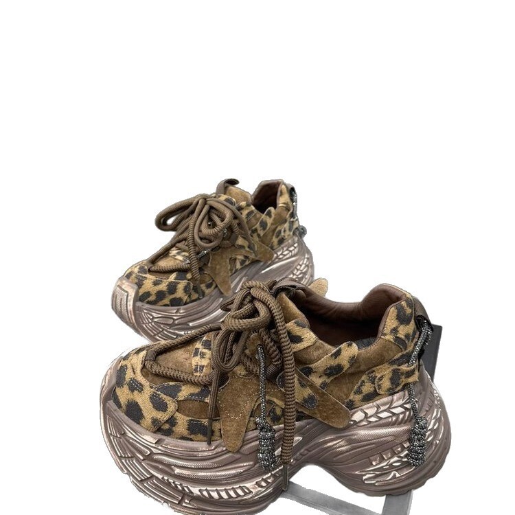 Leopard print sneakers for women, 2026 autumn new vintage suede platform thick-soled height-increasing casual sports shoes wholesale - view 6