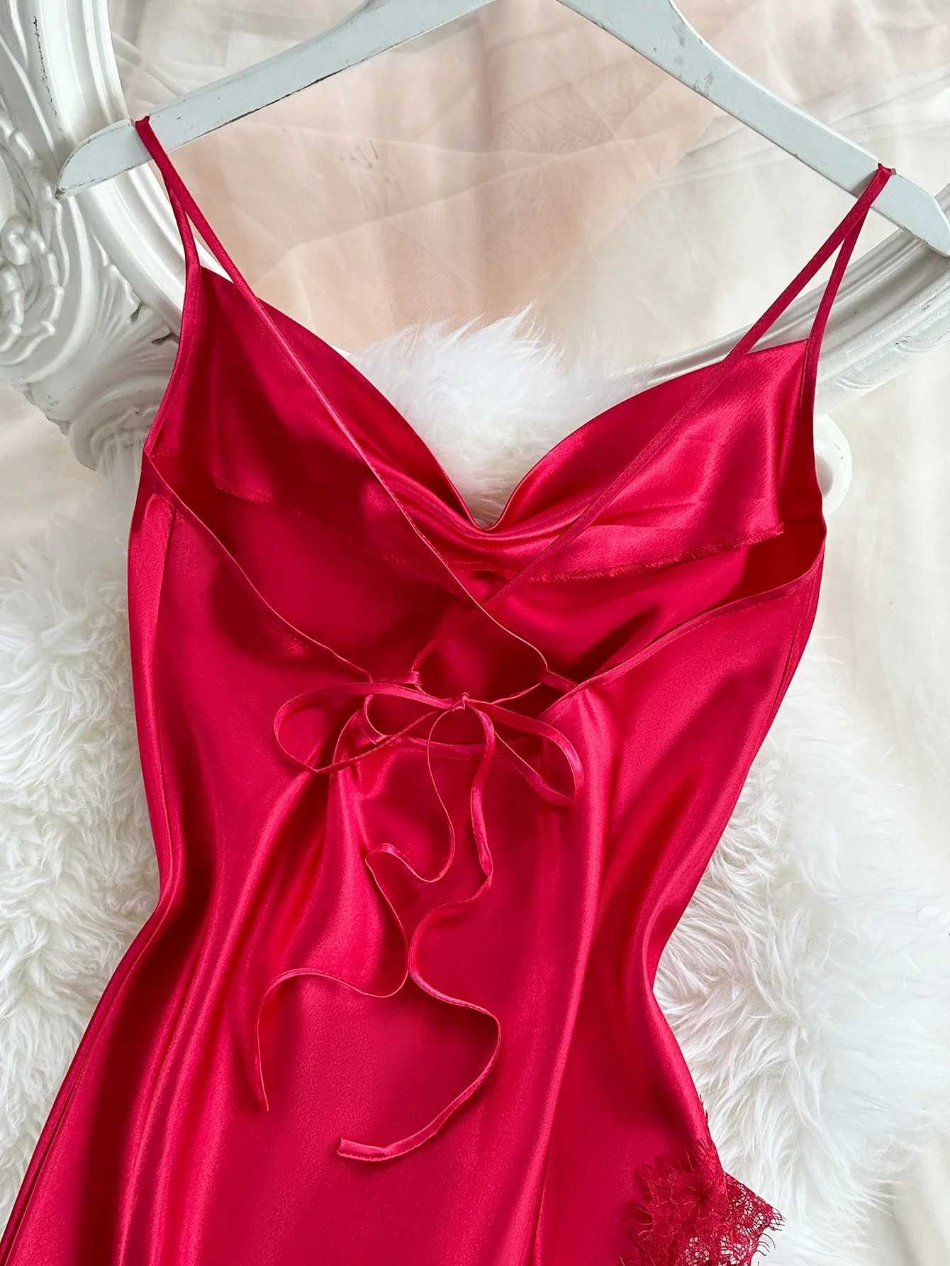 Lounge Women's Sleep Sexy Lace Patchwork Pajamas Comfortable And Casual Long And Comfortable Women's NightgownC260924 - view 7