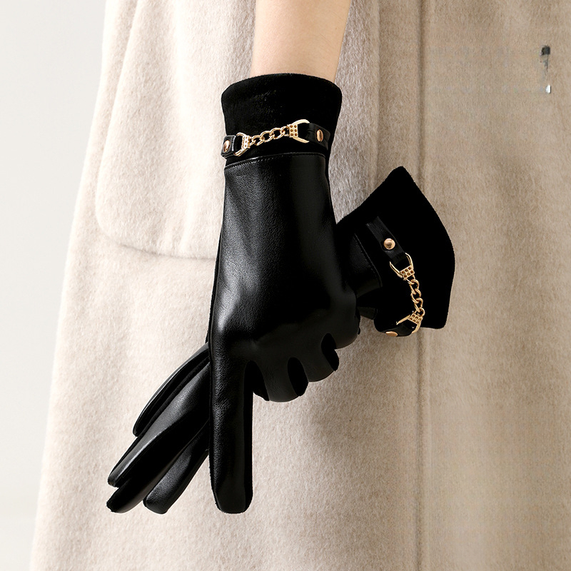 Designer Winter Gloves For Women Fleece Lined Thickened Warmth Suitable For Cycling Touchscreen Glovess Compatible Made With Protein Leather Windproof