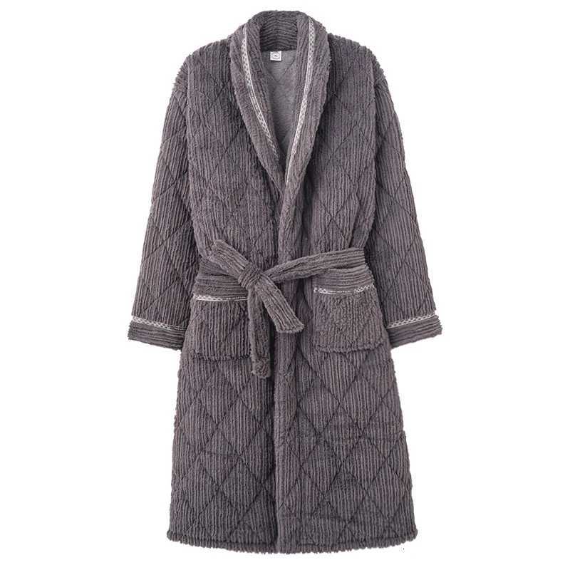 Sleep Lounge Women's Winter Robe Thick Warm Men's Flannel Knit Quilted Robe Long Sleeve Comfortable Soft Solid Causal Male Bathrobe M-XXXXLC - view 7