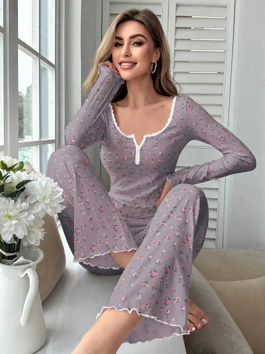 Women's Sleep Lounge Women's Pajamas With Pants Trousers Sets Women's Home Clothes Sleepwear for Sleeping Pajamas Set Woman Pajama Woma - view 7