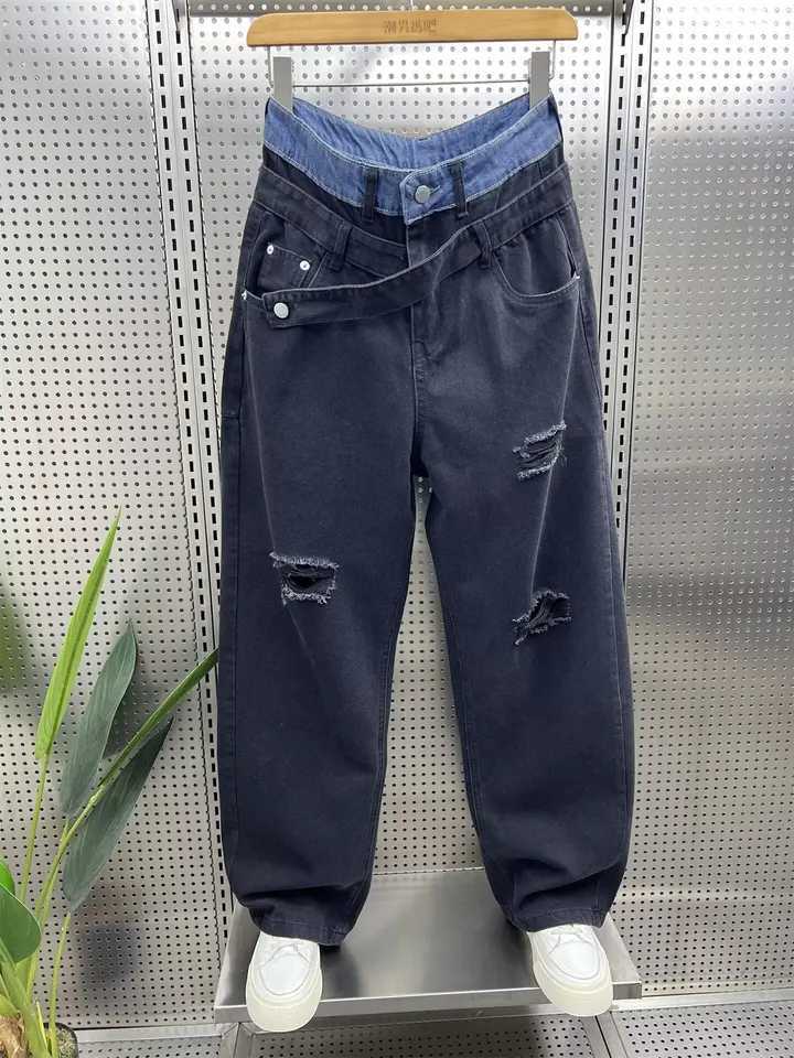 Men's Jeans New Men's Ripped Jeans Baggy Straight Fashion Vintage Blue Denim Pants Personality Streetwear Hip Hop Male Trousers H260924 - view 7