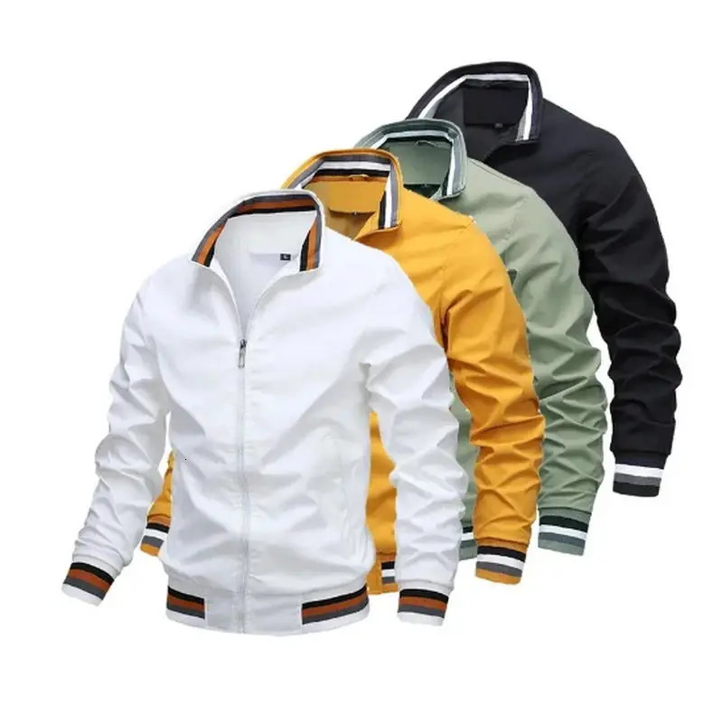 Men Windbreaker Jacket White Casual Jacket Fashion Men Outdoor Waterproof Sports Coat Spring Summer Bomber jacket Men Clothing 260924